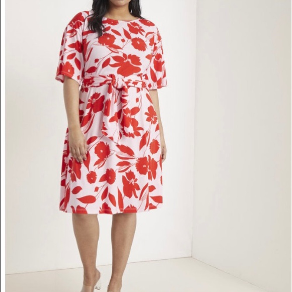 Eloquii Tie Waist Shift Plus Dress